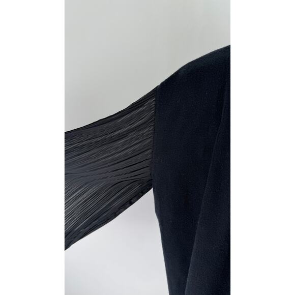 Siani Milano Waterfall Cardigan Sheer Accordion Long Sleeve Womens Medium Black - Picture 2 of 10